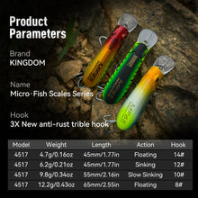 Load image into Gallery viewer, Kingdom Sinking Floating Minnow Lure 45mm/55mm/65mm Artificial Hard Baits Wobblers for Long Casting