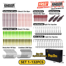 Load image into Gallery viewer, Kingdom Fishing Lure Kit 5/62/132pcs Soft Lure Jighead Artificial Bait Crank Hook Set for Trout Pike Bass Multi-Lure Fishing Gear
