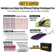 Load image into Gallery viewer, Kingdom Fishing Lure Kit 5/62/132pcs Soft Lure Jighead Artificial Bait Crank Hook Set for Trout Pike Bass Multi-Lure Fishing Gear