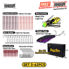 Load image into Gallery viewer, Kingdom Fishing Lure Kit 5/62/132pcs Soft Lure Jighead Artificial Bait Crank Hook Set for Trout Pike Bass Multi-Lure Fishing Gear