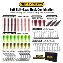 Load image into Gallery viewer, Kingdom Fishing Lure Kit 5/62/132pcs Soft Lure Jighead Artificial Bait Crank Hook Set for Trout Pike Bass Multi-Lure Fishing Gear