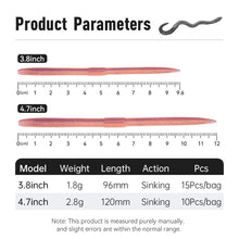 Load image into Gallery viewer, Kingdom Slow Sinking Soft Bait Fishing Lure 1.8g 2.8g 96mm 120mm Artificial Sea Worms Earthworm Swimbait Fishing Soft Lures