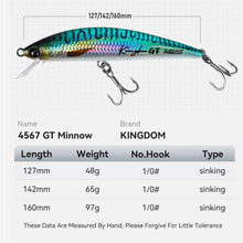 Load image into Gallery viewer, Sinking Minnow Fishing Lure 48g 65g 97g Long Casting
