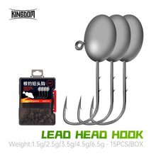 Load image into Gallery viewer, 15pc Lead Head Hook Fishing Hooks 1.5g 2.5g 3.5g 4.5g 6.5g
