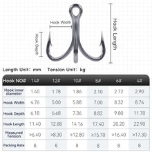 Load image into Gallery viewer, Kingdom 8pack Treble Hooks Sharp Durable Barbed High Carbon Steel
