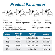 Load image into Gallery viewer, Squid Jig Sinker Fishing Tackle 7g 10g 15g 20g Sinking Luminous 2pc
