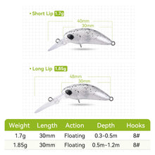 Load image into Gallery viewer, Mini Minnow Fishing Lure 1.7g 1.85g Unique Lip Design Single Hooks

