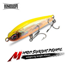 Load image into Gallery viewer, Kingdom Fishing Lures Slow Sinking Pencil Hard Baits 40mm/4g Artificial Hard Baits High Quality Wobblers Fishing Tackle Lure
