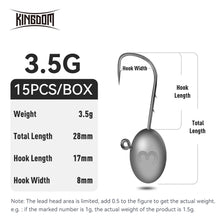 Load image into Gallery viewer, 15pc Lead Head Hook Fishing Hooks 1.5g 2.5g 3.5g 4.5g 6.5g
