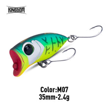 Load image into Gallery viewer, Kingdom Micro Floating Minnow Fishing Lures Topwater Hard Bait 2.4g 35mm Z-Action High Quality Popper Single Hook
