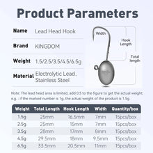 Load image into Gallery viewer, 15pc Lead Head Hook Fishing Hooks 1.5g 2.5g 3.5g 4.5g 6.5g
