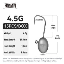 Load image into Gallery viewer, 15pc Lead Head Hook Fishing Hooks 1.5g 2.5g 3.5g 4.5g 6.5g
