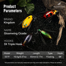 Load image into Gallery viewer, Cicada Fishing Lure 55mm 10.5g Topwater Long Casting
