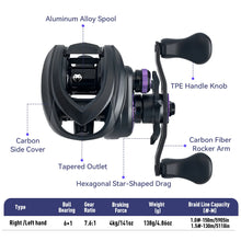 Load image into Gallery viewer, Micro Monster Pro Baitcasting Fishing Reel 4.6kg Max Drag 7.6:1 Gear Ratio 138g Ultra-light Carbon Fishing Reel
