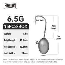Load image into Gallery viewer, 15pc Lead Head Hook Fishing Hooks 1.5g 2.5g 3.5g 4.5g 6.5g
