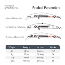 Load image into Gallery viewer, Sinking Minnow Fishing Lures 60mm 80mm 95mm 105mm
